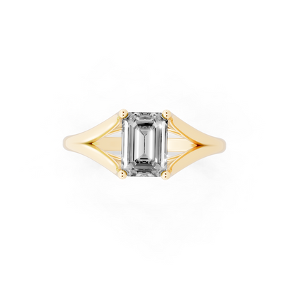 Architectural crossover solitaire-style ring