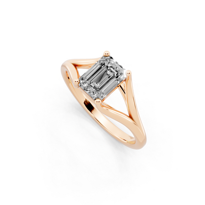Architectural crossover solitaire-style ring