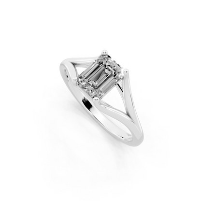 Architectural crossover solitaire-style ring