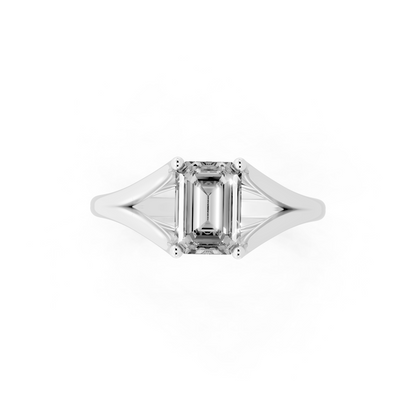 Architectural crossover solitaire-style ring