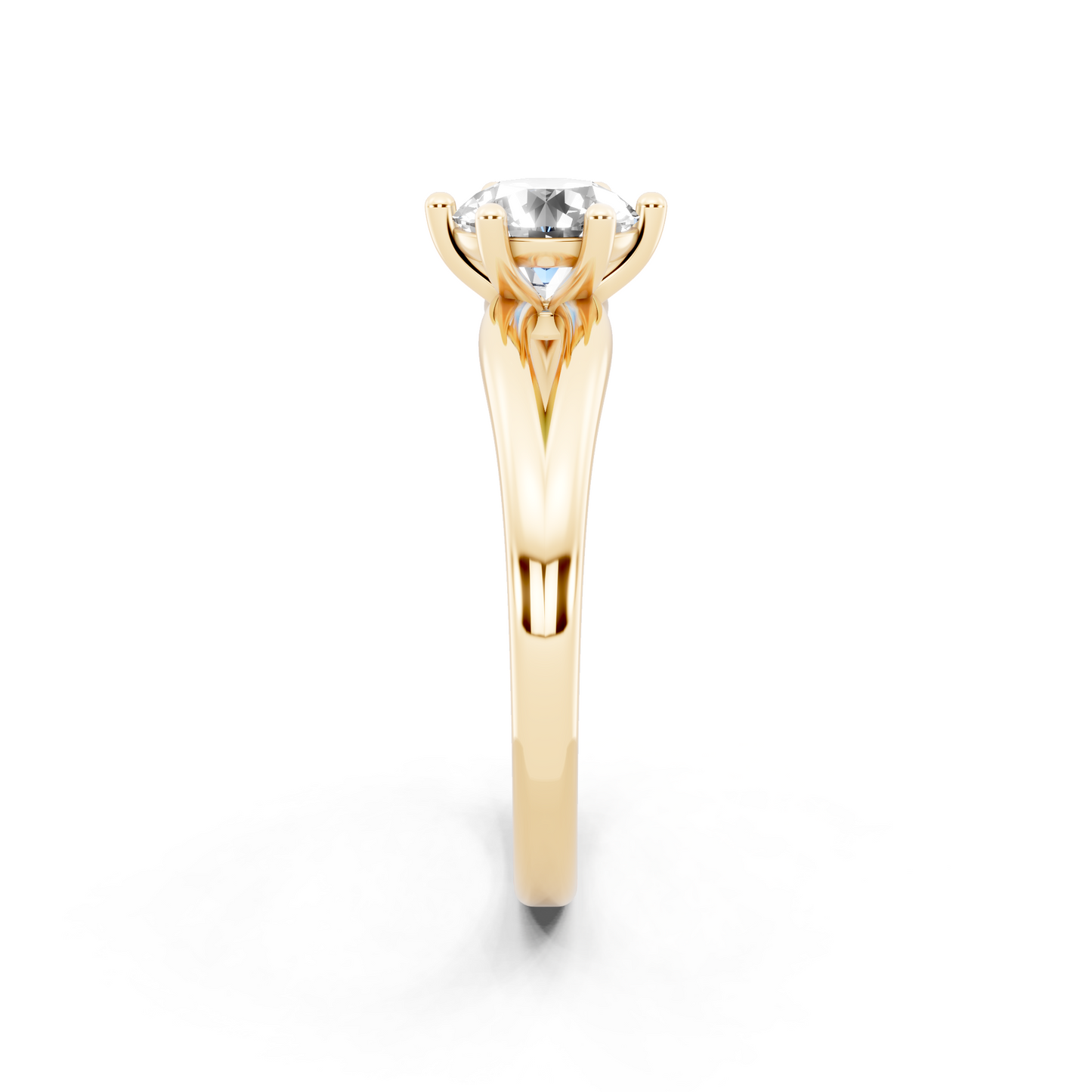 Round solitaire-inspired split-shank ring