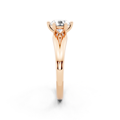 Round solitaire-inspired split-shank ring