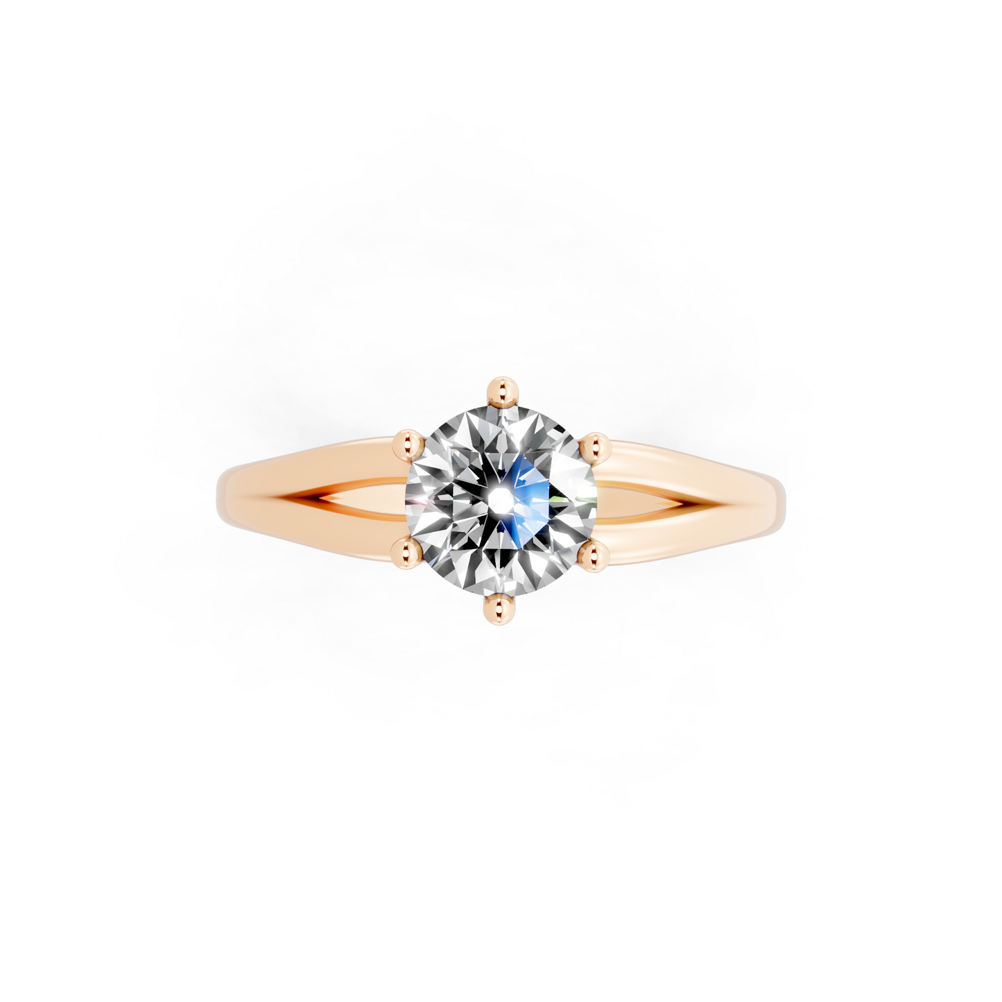Round solitaire-inspired split-shank ring
