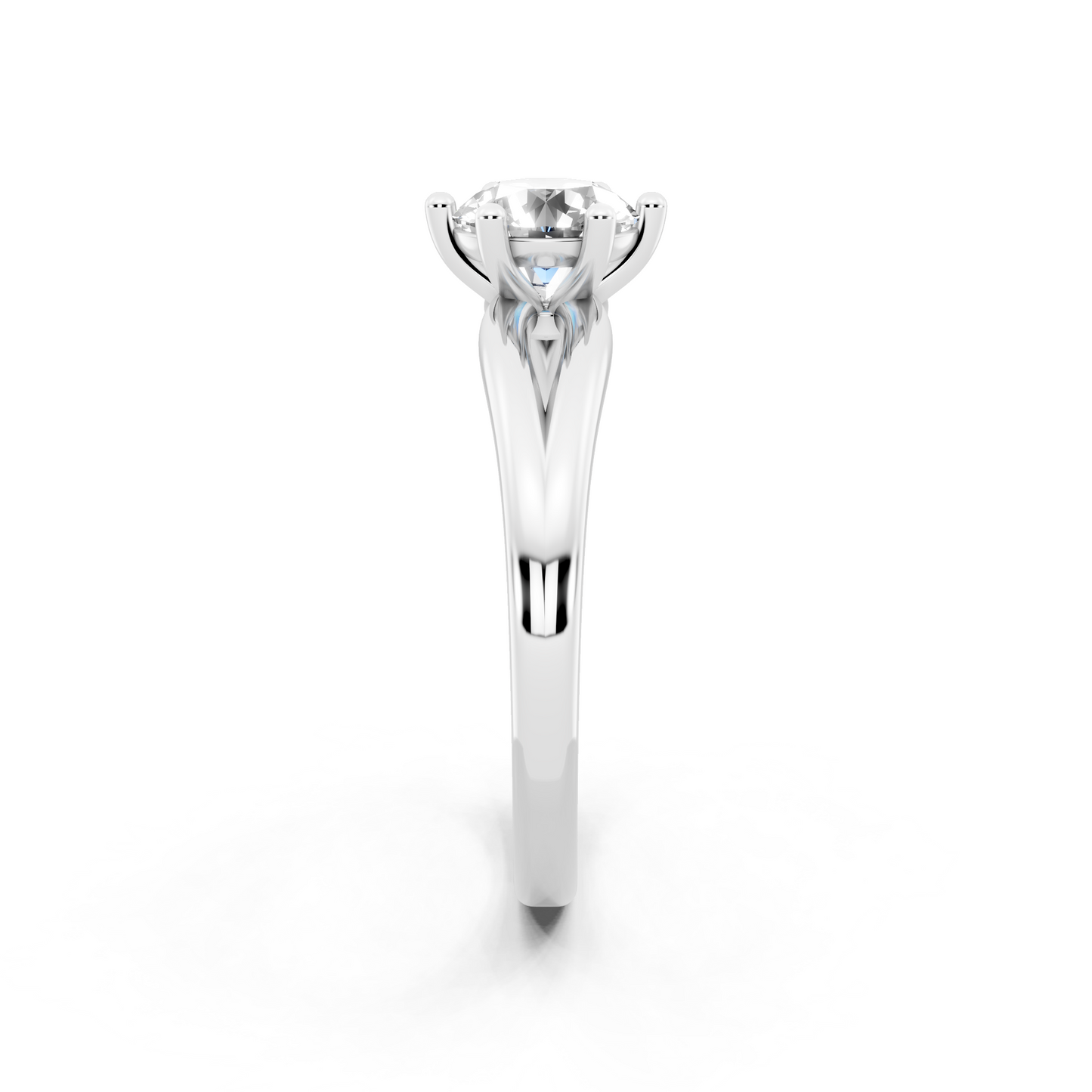 Round solitaire-inspired split-shank ring