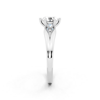 Round solitaire-inspired split-shank ring