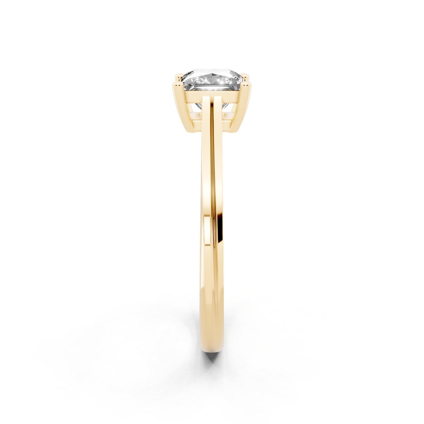 Princess solitaire-inspired cathedral ring
