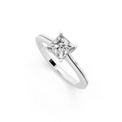 Princess solitaire-inspired cathedral ring