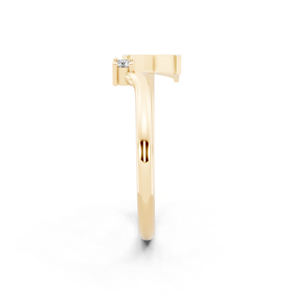 Yellow Gold Tone Initial X Open Ring - Elegant White Stone Monogram Design