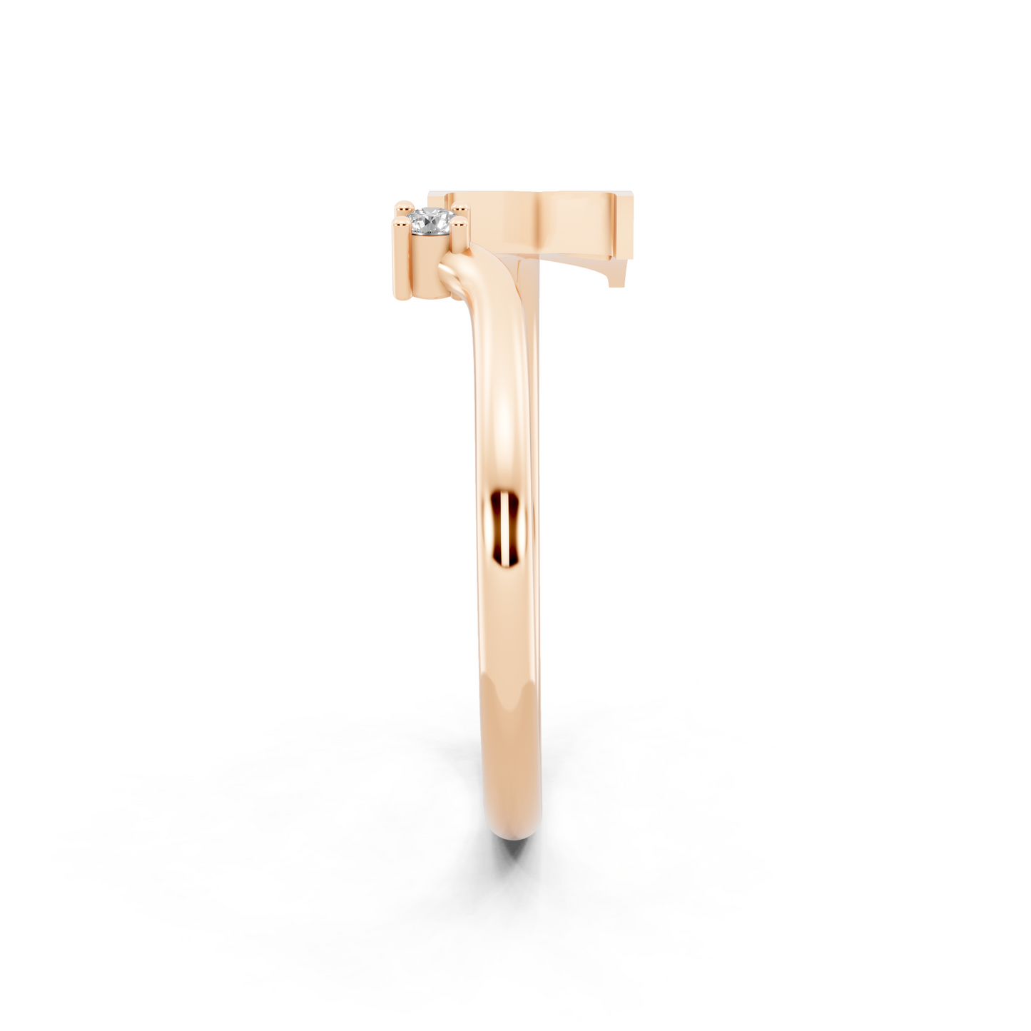 Rose Gold Tone Initial X Open Ring - Elegant White Stone Monogram Design