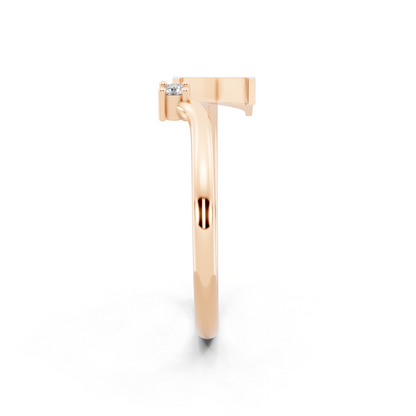 Rose Gold Tone Initial X Open Ring - Elegant White Stone Monogram Design