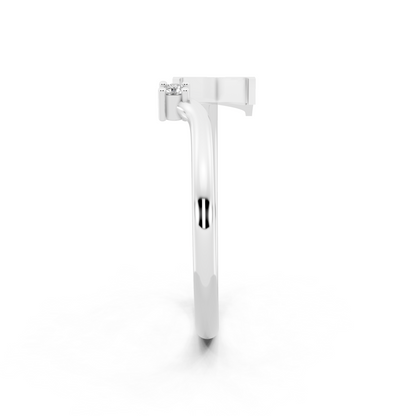 White Gold Tone Initial X Open Ring - Elegant White Stone Monogram Design