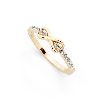 Yellow Gold Tone Infinity Crossover Lab Grown Diamond Fashion Ring