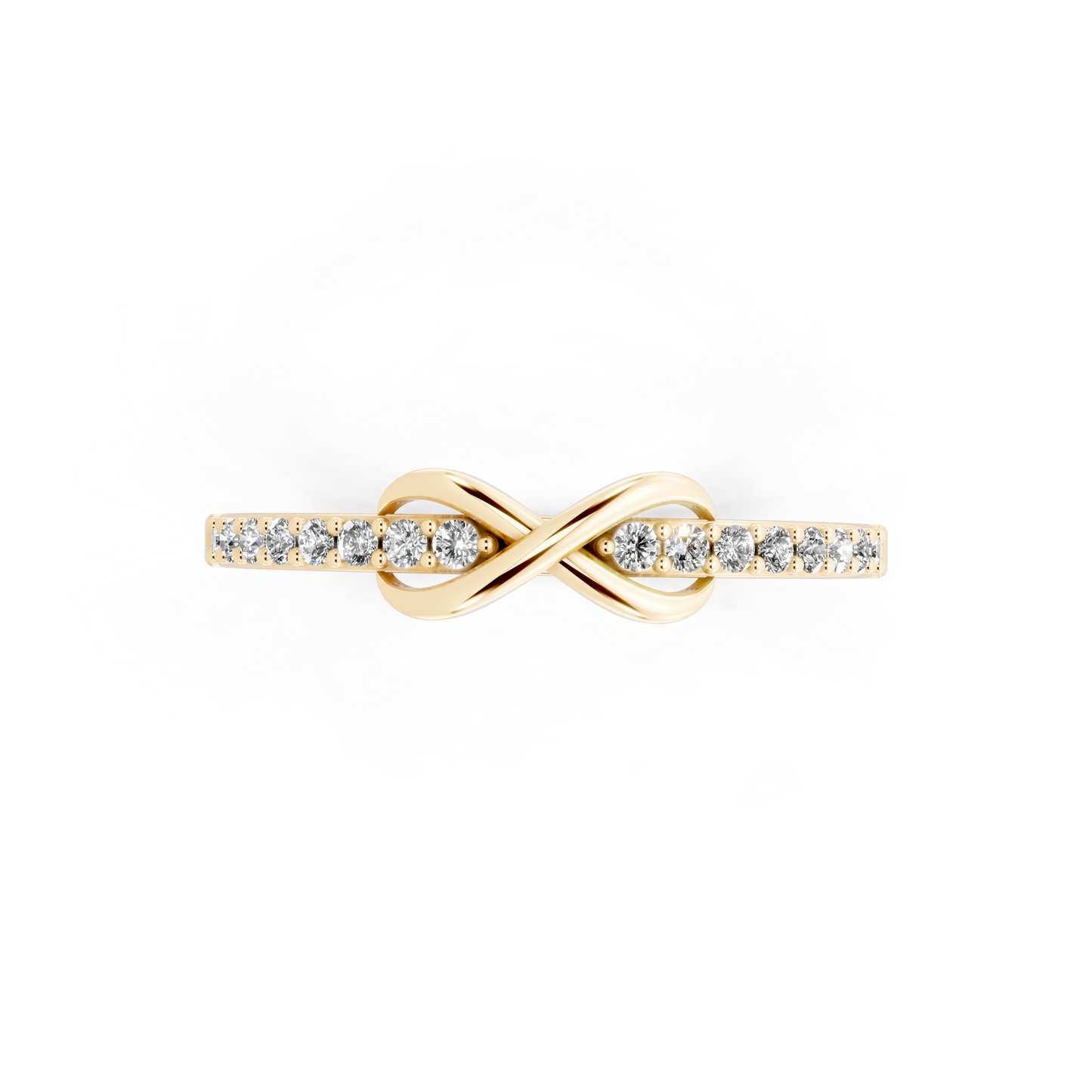 Yellow Gold Tone Infinity Crossover Lab Grown Diamond Fashion Ring