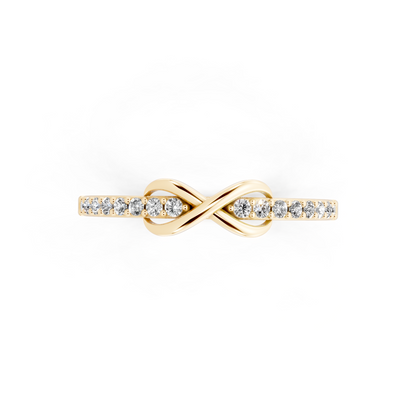 Yellow Gold Tone Infinity Crossover Lab Grown Diamond Fashion Ring