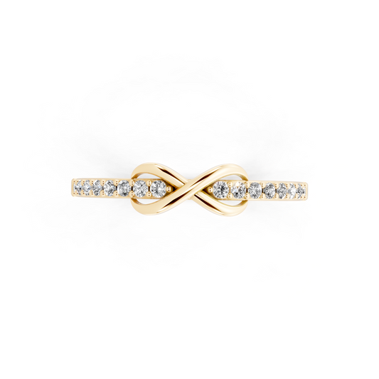 Yellow Gold Tone Infinity Crossover Lab Grown Diamond Fashion Ring