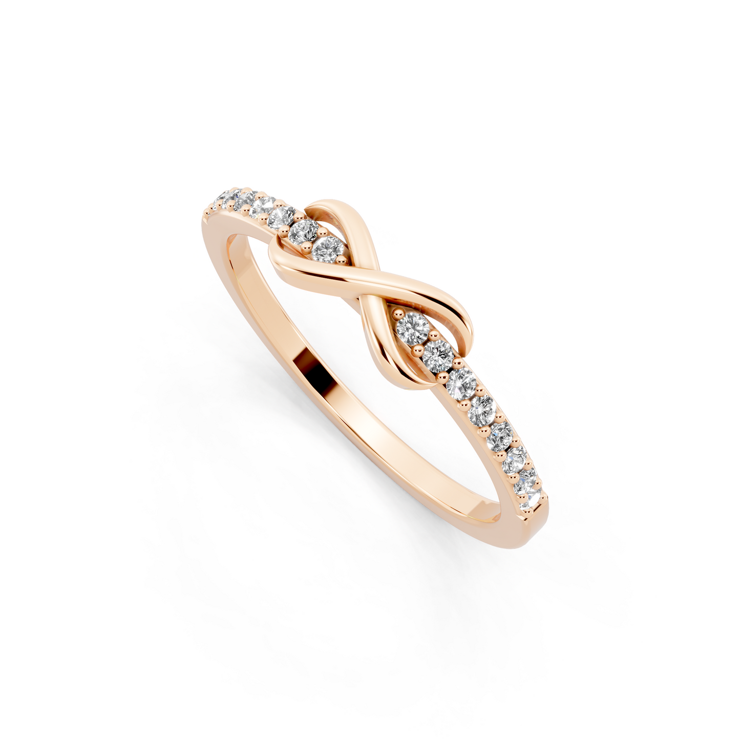 Rose Gold Tone Infinity Crossover Lab Grown Diamond Fashion Ring