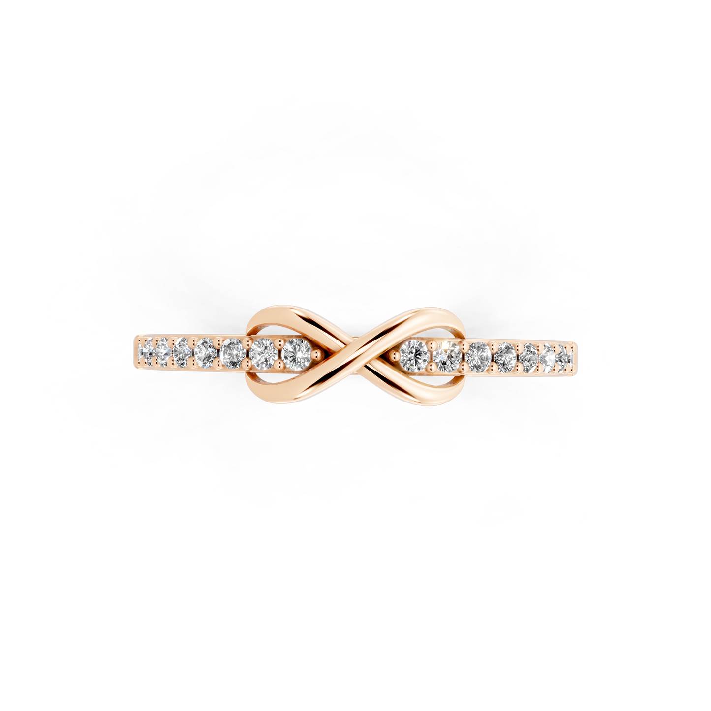 Rose Gold Tone Infinity Crossover Lab Grown Diamond Fashion Ring