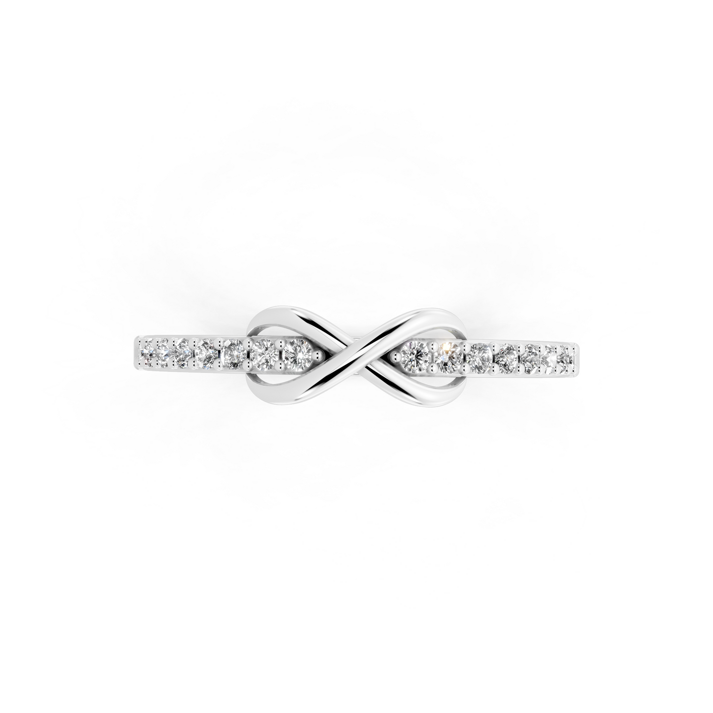 White Gold Tone Infinity Crossover Lab Grown Diamond Fashion Ring