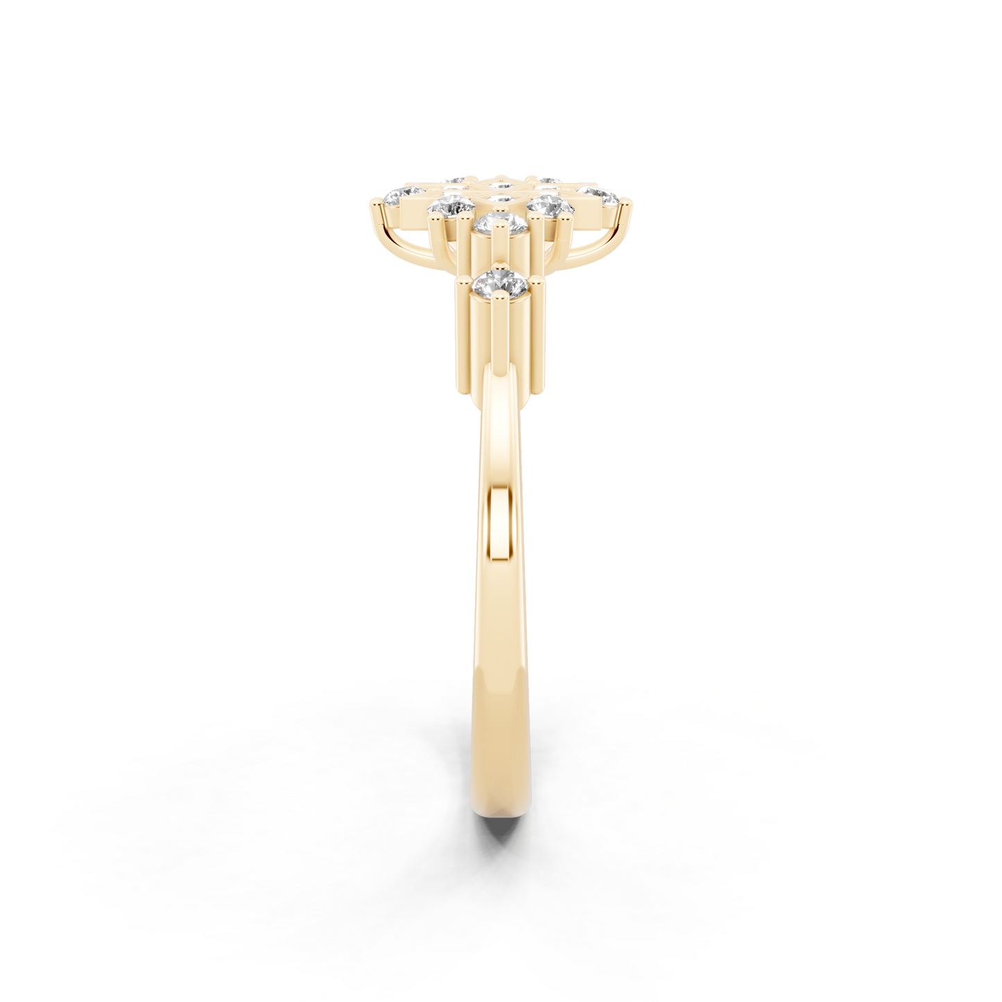Premium Snowflake-Inspired Gold Tone Ring with Luminous White Stone Accent