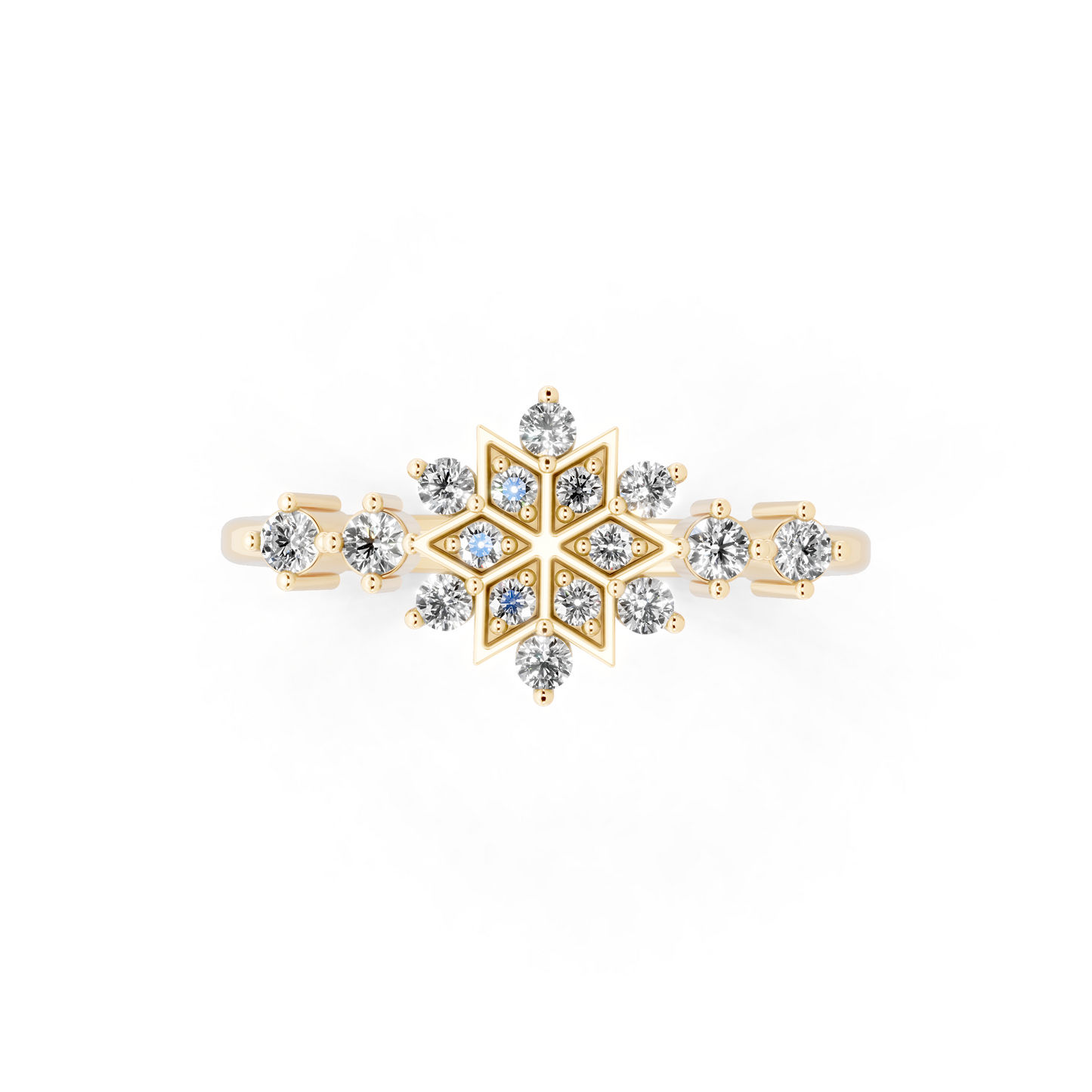 Premium Snowflake-Inspired Gold Tone Ring with Luminous White Stone Accent