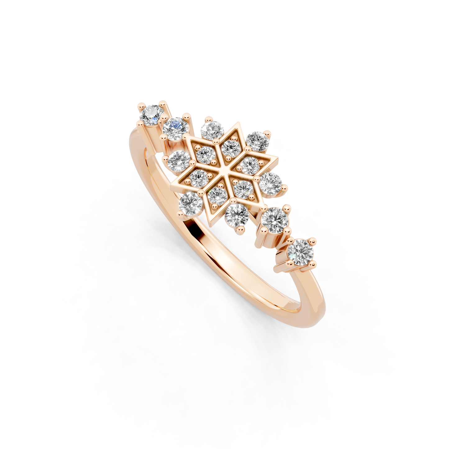 Premium Snowflake-Inspired Gold Tone Ring with Luminous White Stone Accent