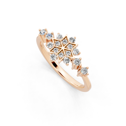 Premium Snowflake-Inspired Gold Tone Ring with Luminous White Stone Accent