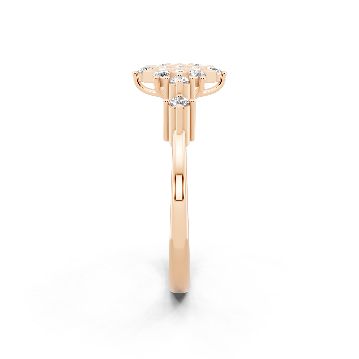 Premium Snowflake-Inspired Gold Tone Ring with Luminous White Stone Accent