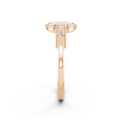 Premium Snowflake-Inspired Gold Tone Ring with Luminous White Stone Accent