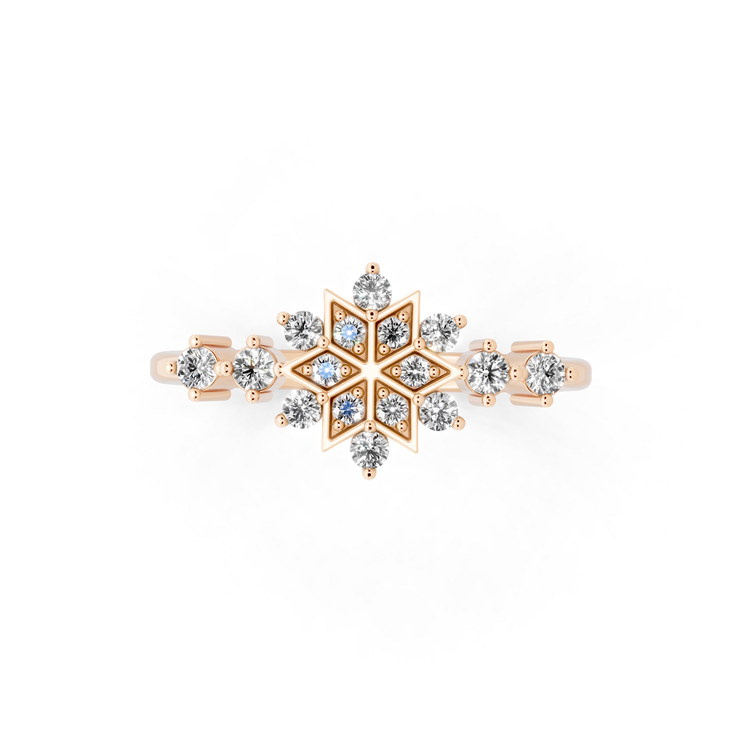 Premium Snowflake-Inspired Gold Tone Ring with Luminous White Stone Accent