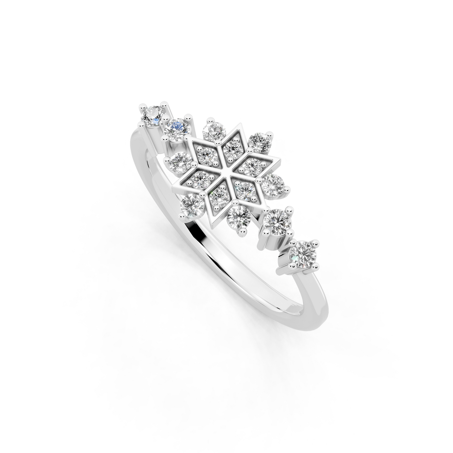 Premium Snowflake-Inspired Gold Tone Ring with Luminous White Stone Accent