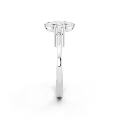 Premium Snowflake-Inspired Gold Tone Ring with Luminous White Stone Accent