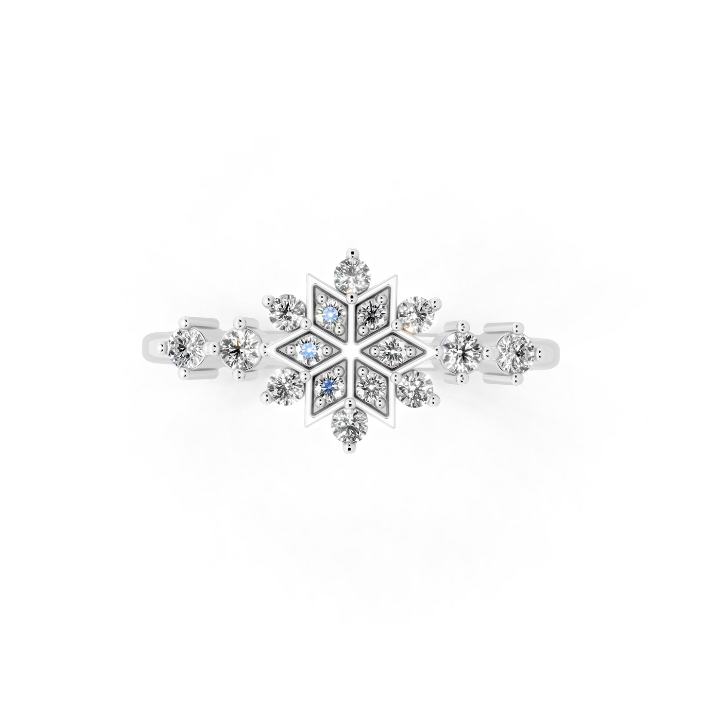 Premium Snowflake-Inspired Gold Tone Ring with Luminous White Stone Accent