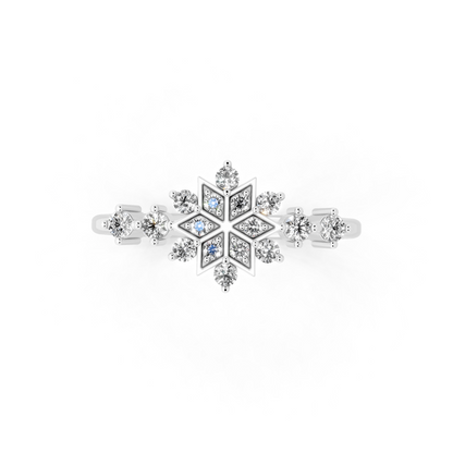 Premium Snowflake-Inspired Gold Tone Ring with Luminous White Stone Accent