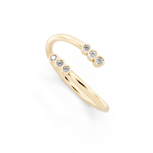 Elegant Open Cuff Lab Grown Diamond Ring with Round Brilliant Stones