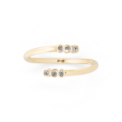 Elegant Open Cuff Lab Grown Diamond Ring with Round Brilliant Stones