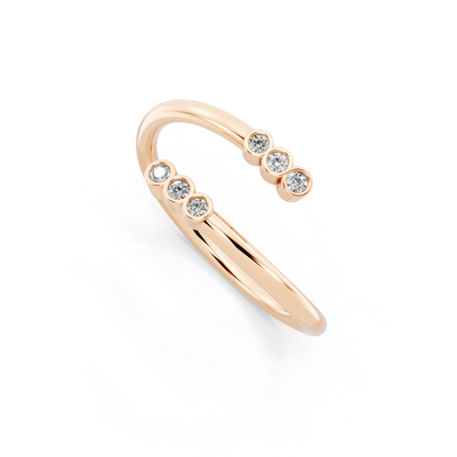 Elegant Open Cuff  Diamond Ring with Round Brilliant Stones