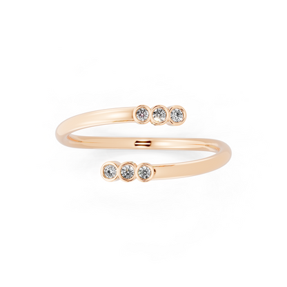 Elegant Open Cuff  Diamond Ring with Round Brilliant Stones
