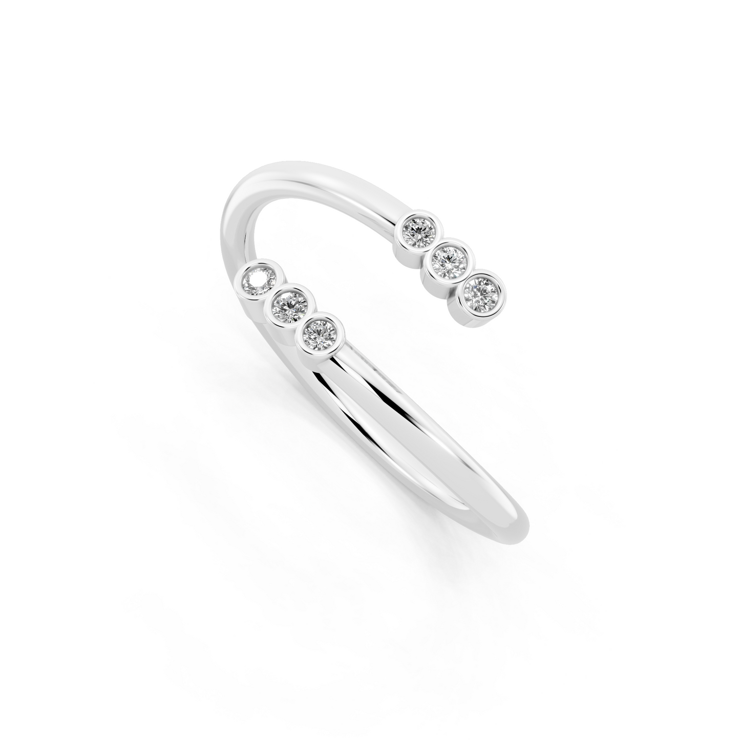 Elegant Open Cuff Lab Grown Diamond Ring with Round Brilliant Stones