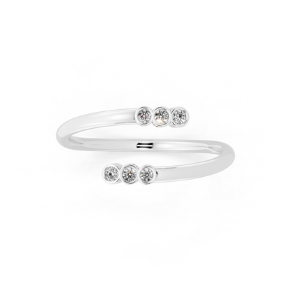 Elegant Open Cuff Lab Grown Diamond Ring with Round Brilliant Stones