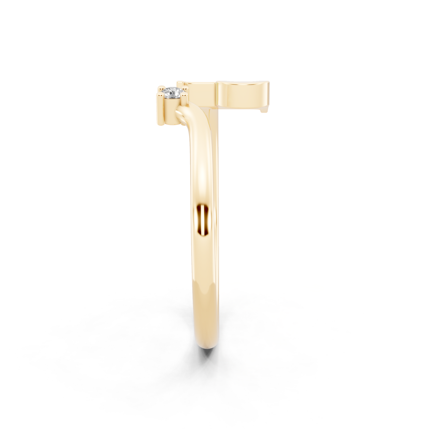 Modern Yellow Gold Tone Letter P Statement Ring with Refined White Stone Accent