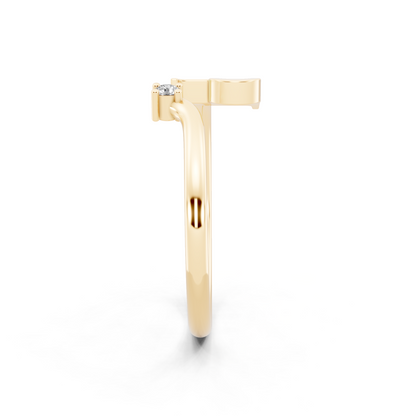Modern Yellow Gold Tone Letter P Statement Ring with Refined White Stone Accent