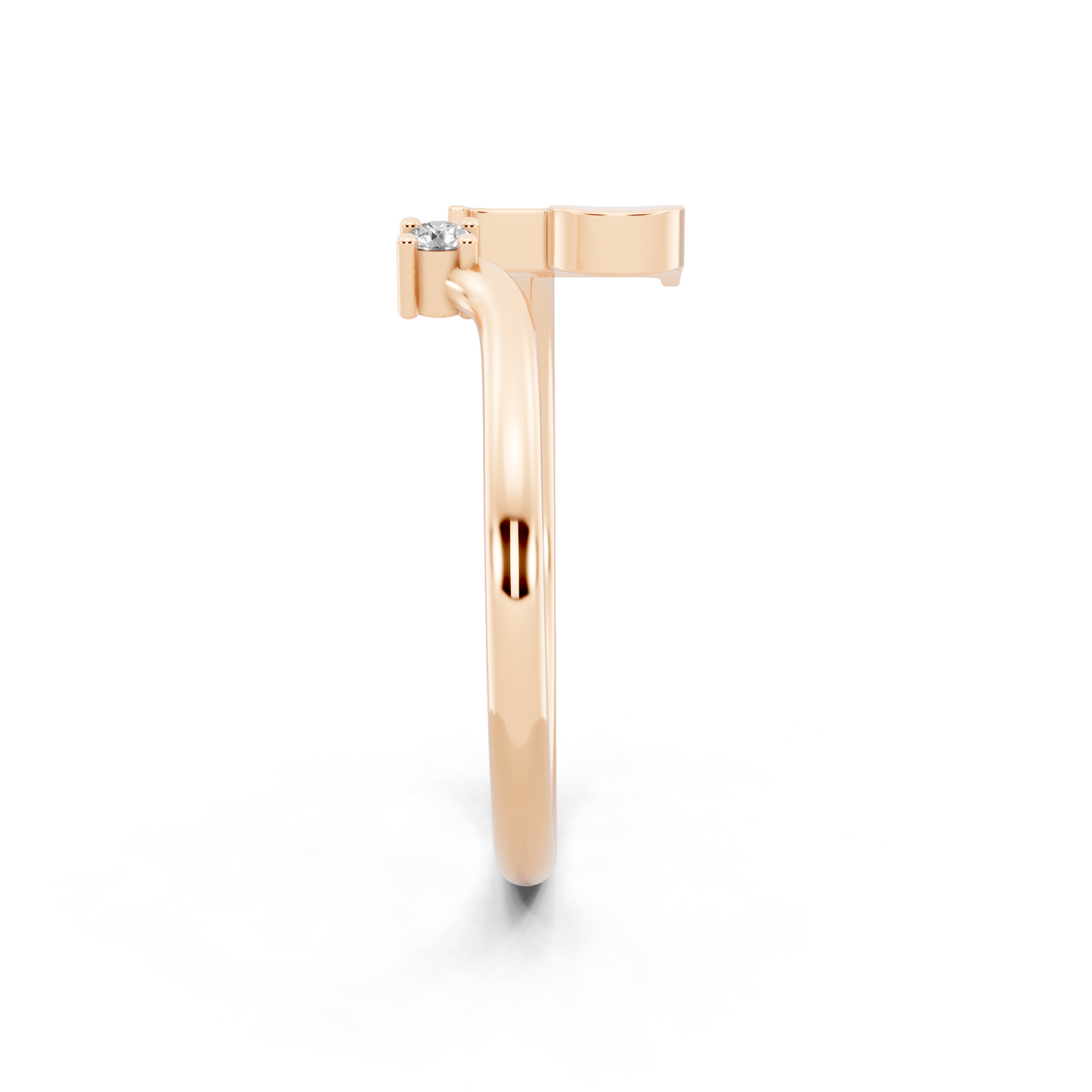 Modern Rose Gold Tone Letter P Statement Ring with Refined White Stone Accent