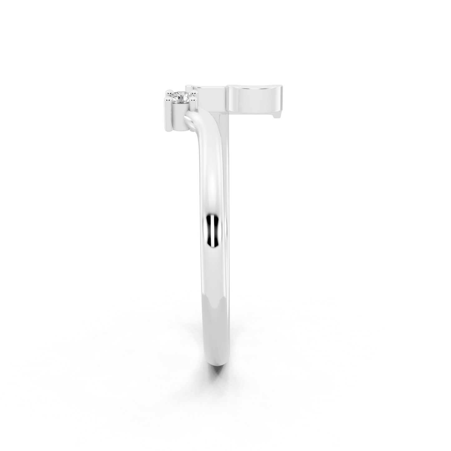 Modern White Gold Tone Letter P Statement Ring with Refined White Stone Accent