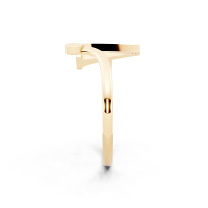 Yellow Gold Tone Initial A Ring - Elegant Monogram Design with Round White Brilliance