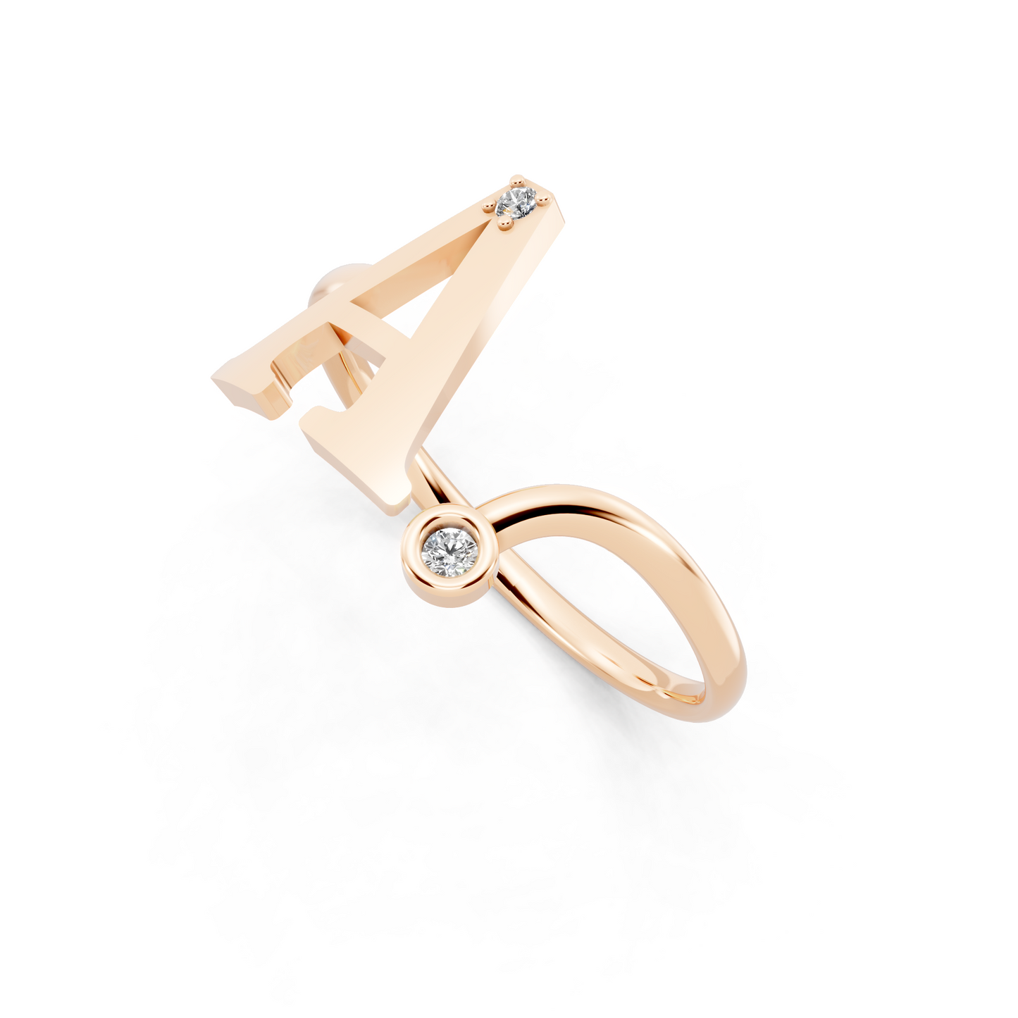 Rose Gold Tone Initial A Ring - Elegant Monogram Design with Round White Brilliance
