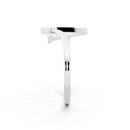 White Gold Tone Initial A Ring - Elegant Monogram Design with Round White Brilliance