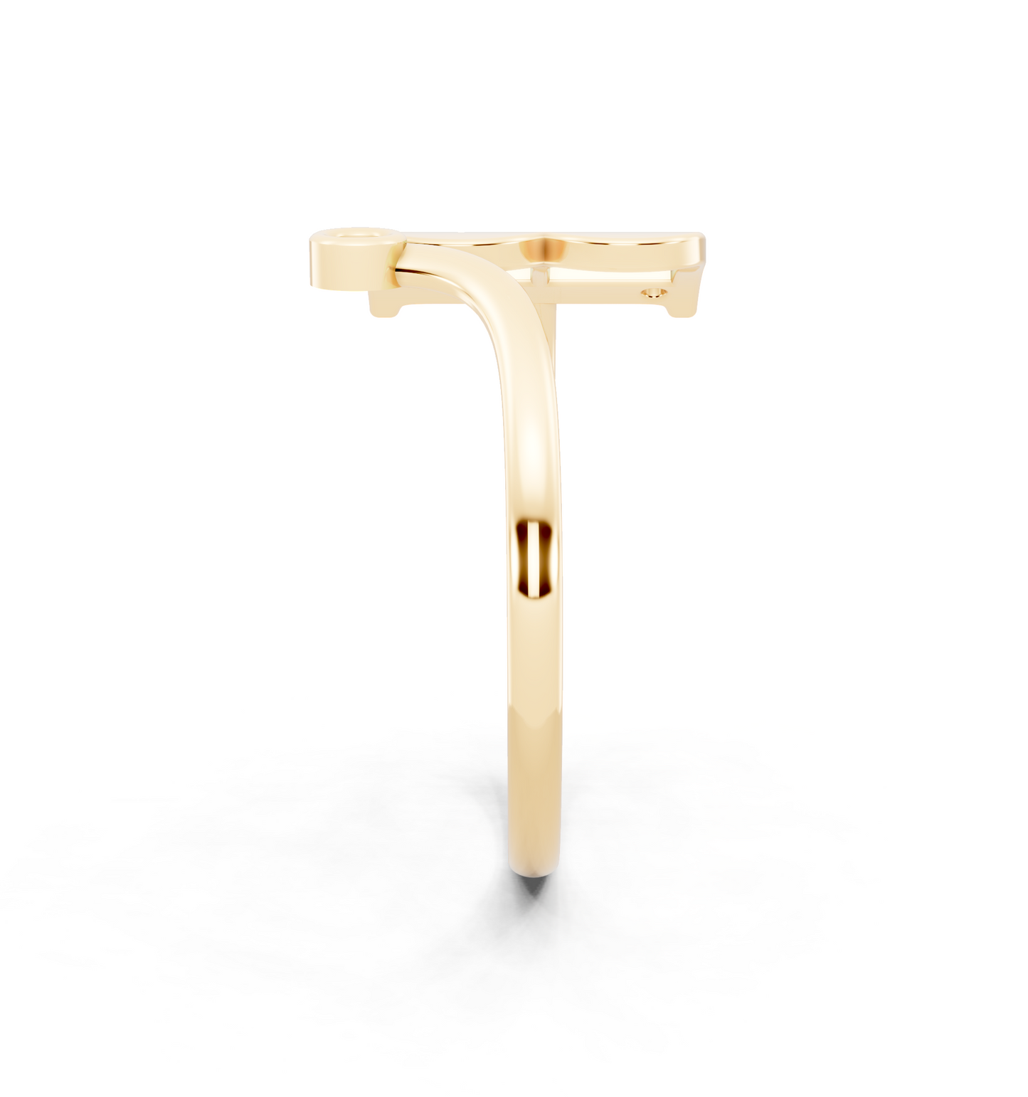 Bellara B Signature Ring in Yellow Gold Tone with Dual White Stone Accents