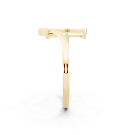 Bellara B Signature Ring in Yellow Gold Tone with Dual White Stone Accents