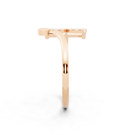 Bellara B Signature Ring in Rose Gold Tone with Dual White Stone Accents