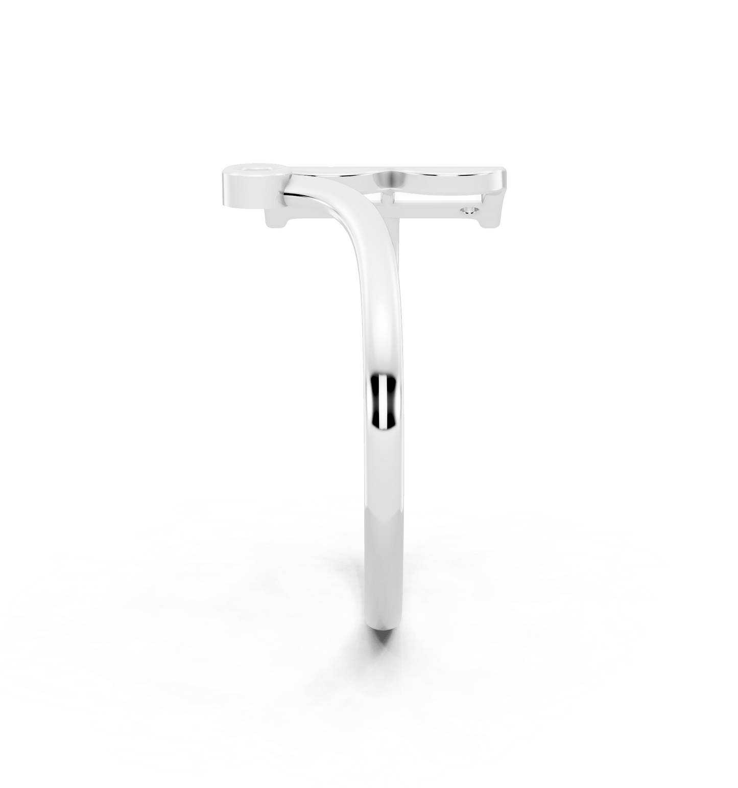Bellara B Signature Ring in White Gold Tone with Dual White Stone Accents